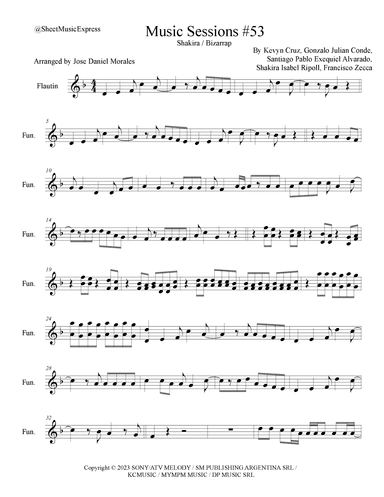 Shakira: Bzrp Music Sessions Vol. 53 (arr. Sheet Music Express)