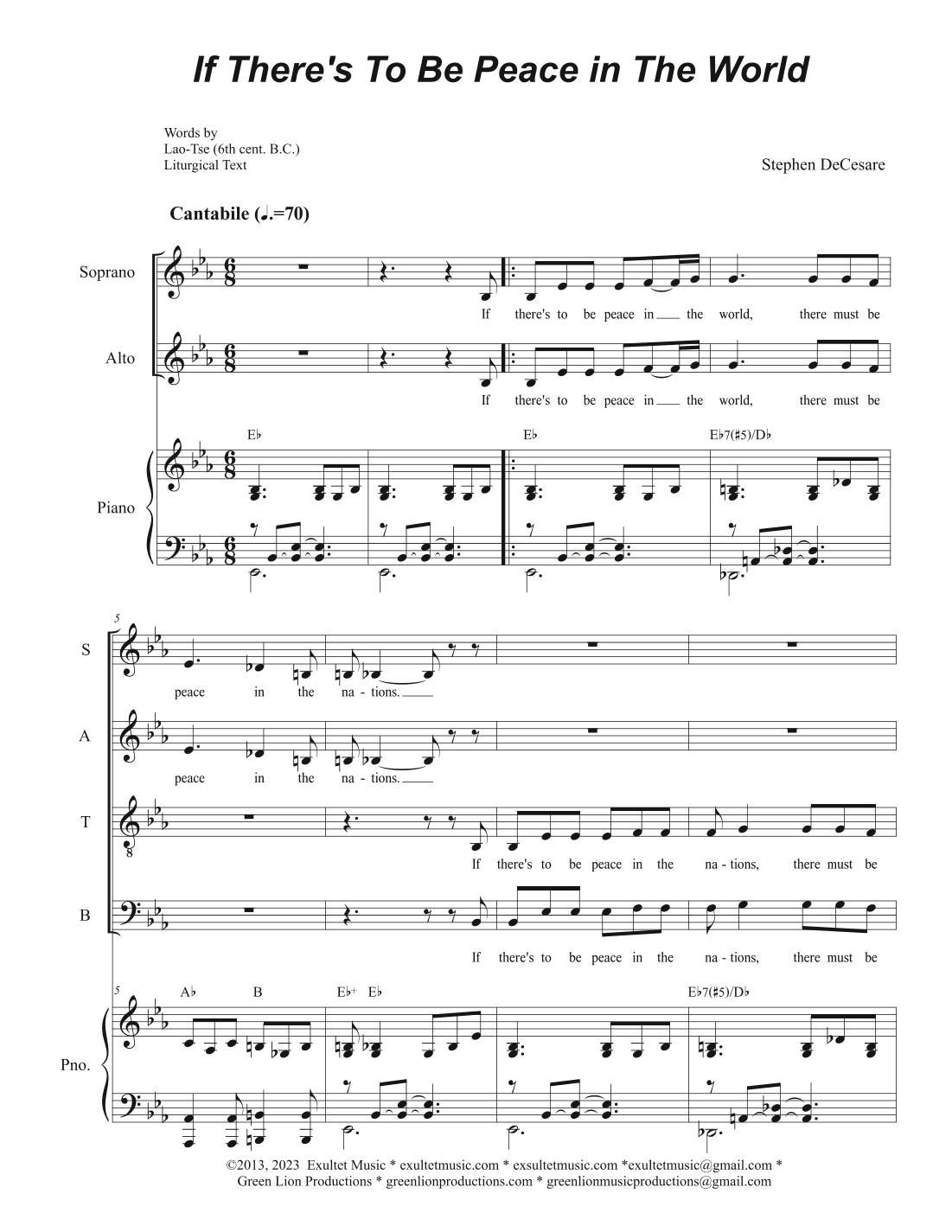 If There's To Be Peace In The World (SATB)