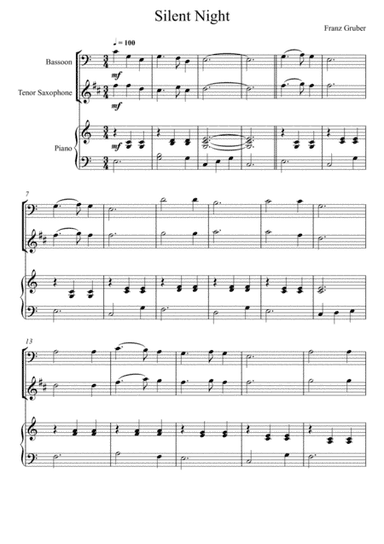 Franz Gruber - Silent Night (Bassoon and Tenor Saxophone Duet) (arr. André Laitano)