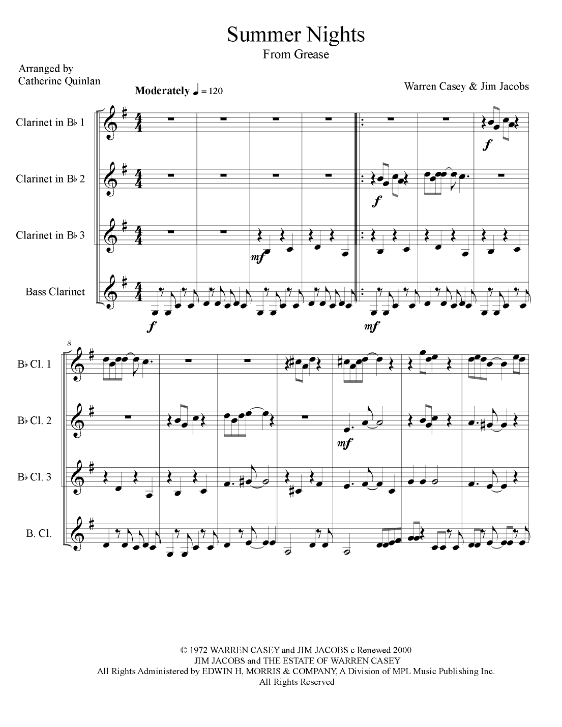 Summer Nights (arr. Catherine Quinlan)