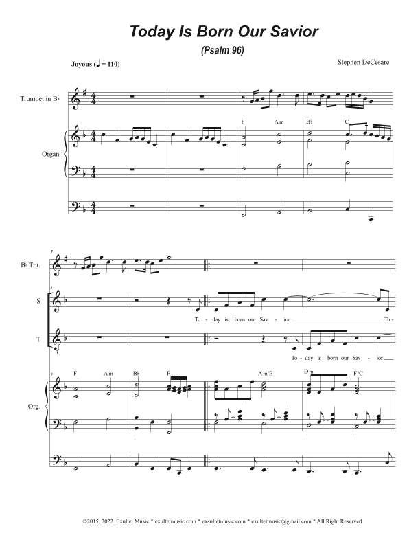 Today Is Born Our Savior (Psalm 96) (SATB)
