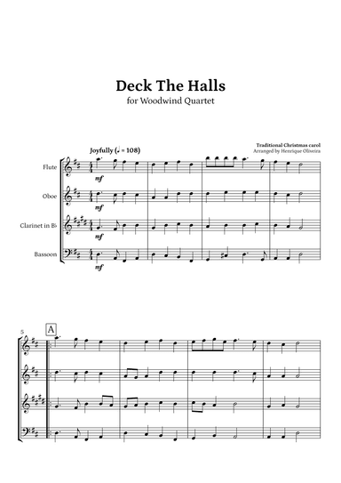 Deck The Halls (Woodwind Quartet) | Christmas Carol (arr. Henrique Oliveira)