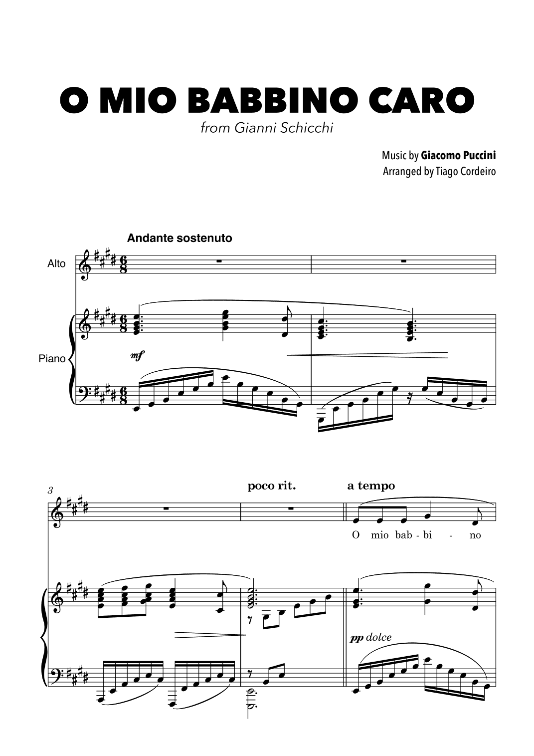 O Mio Babbino Caro (arr. Tiago Cordeiro)