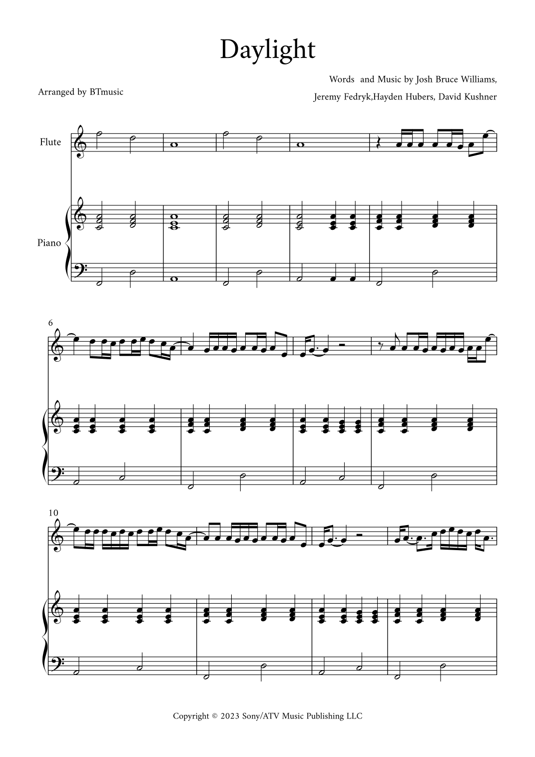 Daylight (arr. BTmusic)