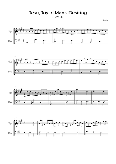 Jesu, Joy of Man's Desiring - Trumpet and Trombone with piano (arr. Alex Nunes Rodrigues)