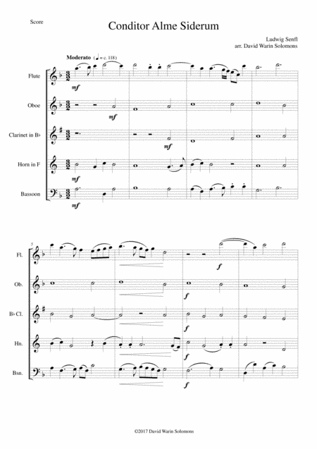 Conditor Alme Siderum (Creator of the stars of night) for wind quintet (arr. David Warin Solomons)