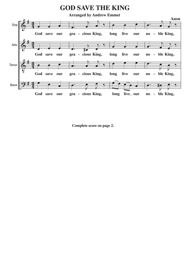 God Save The King A Cappella SATB (arr. Andrew Emmet)