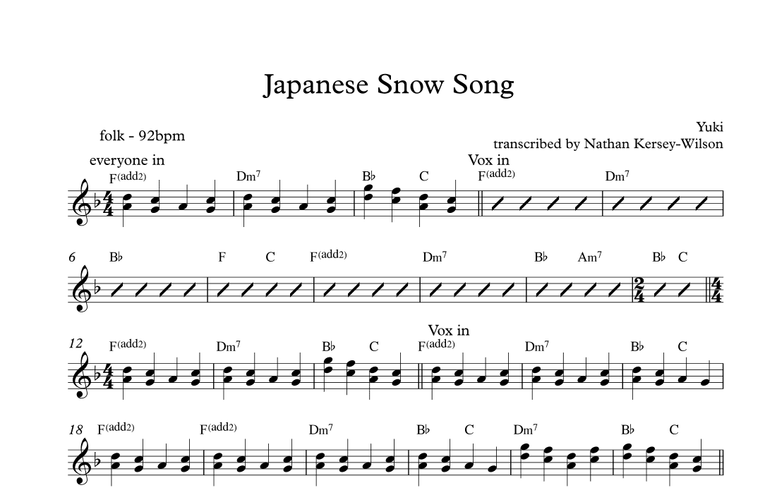 Snow (yuki) (arr. Nathan Kersey-Wilson)