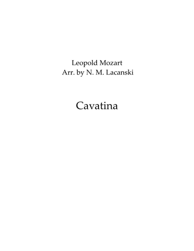 Cavatina (arr. Nick M Lacanski)