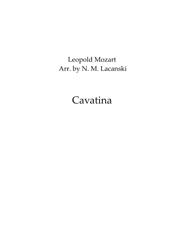 Cavatina (arr. Nick M Lacanski)