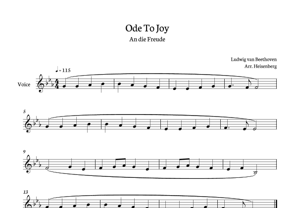 Beethoven - Ode To Joy for voice in Eb (Lyrics in English) (arr. Heisenberg)