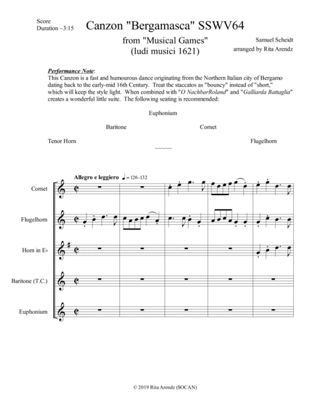 Canzon Bergamasca SSWV64 (arr. Rita Arendz)