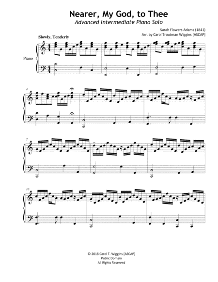 Nearer, My God, to Thee (Piano Solo) (arr. Carol Troutman Wiggins [ASCAP])