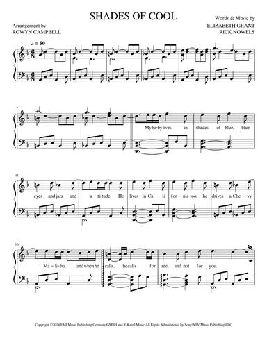 Shades Of Cool (arr. Rowyn Campbell)