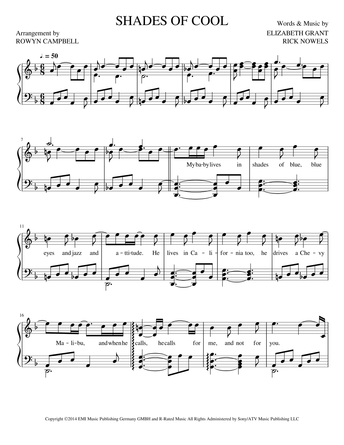 Shades Of Cool (arr. Rowyn Campbell)