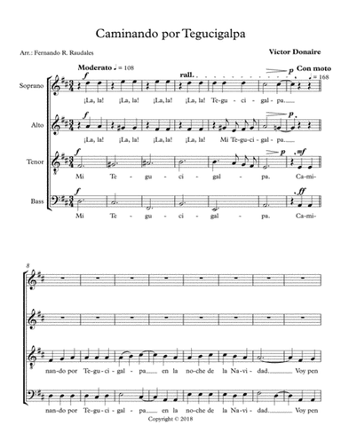 "Caminando por Tegucigalpa" Christmas Carol - SATB Choir (arr. Fernando R. Raudales)
