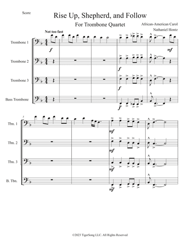 Rise Up, Shepherd, and Follow (for Trombone Quartet) (arr. Nathaniel Hontz)