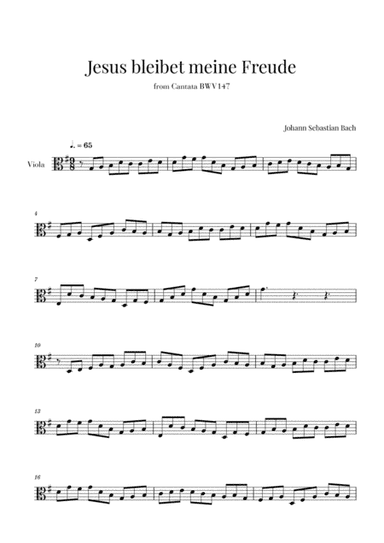 Bach - Jesus bleibet meine Freude for Viola (arr. Cadenza Editions)