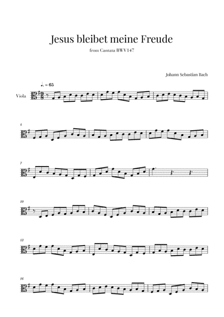 Bach - Jesus bleibet meine Freude for Viola (arr. Cadenza Editions)