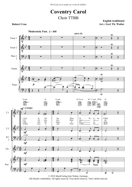 Coventry Carol (arr. Gert Th. Walter)