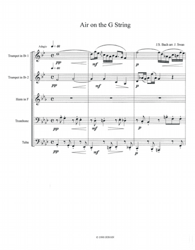 Air on the G String for Brass Quintet (arr. Dr. John D. Swan)