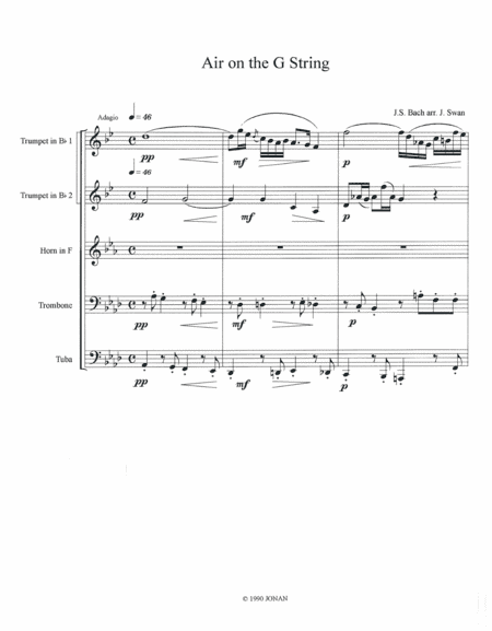 Air on the G String for Brass Quintet (arr. Dr. John D. Swan)