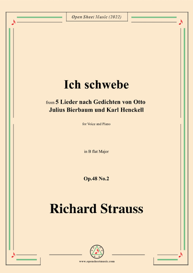 Richard Strauss-Ich schwebe,inB flat Major (arr. OSM Press)