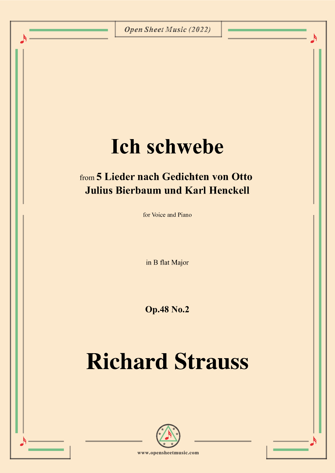 Richard Strauss-Ich schwebe,inB flat Major (arr. OSM Press)