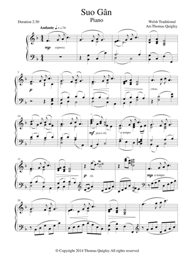 Suo Gân (arr. Thomas Quigley)