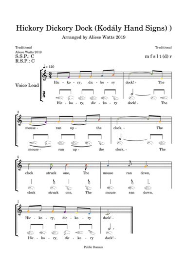 Hickory Dickory Dock (Kodály Hand Signs) (arr. Aliese Watts)