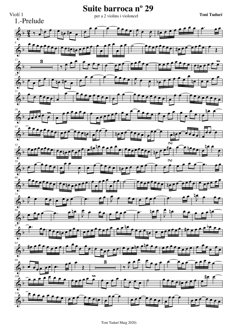 Suite in baroque style nº29 in D minor for string trio (violin, viola & Cello)