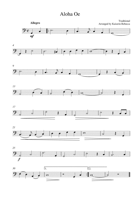 Aloha Oe (arr. Kaiserin Rebecca)