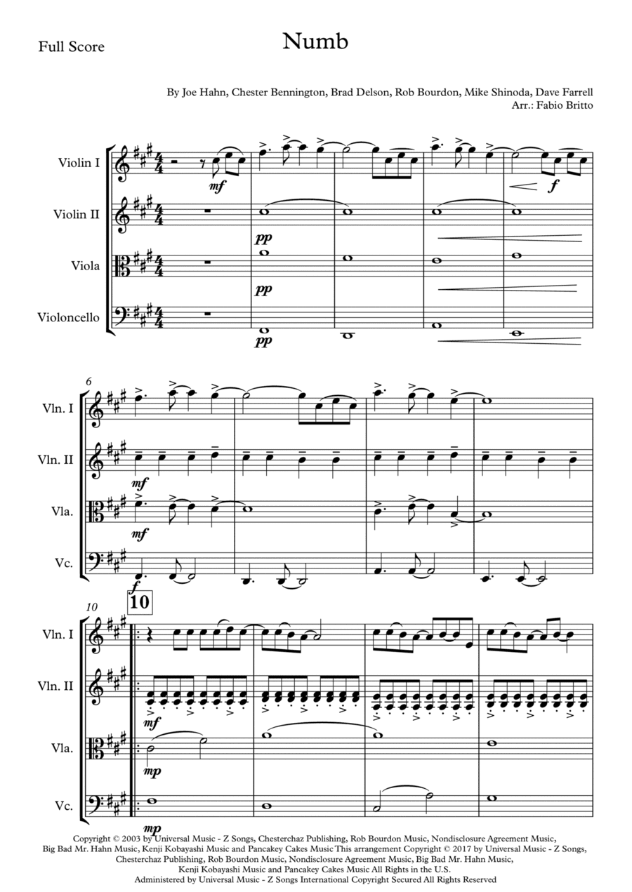Numb (arr. Fabio Britto)