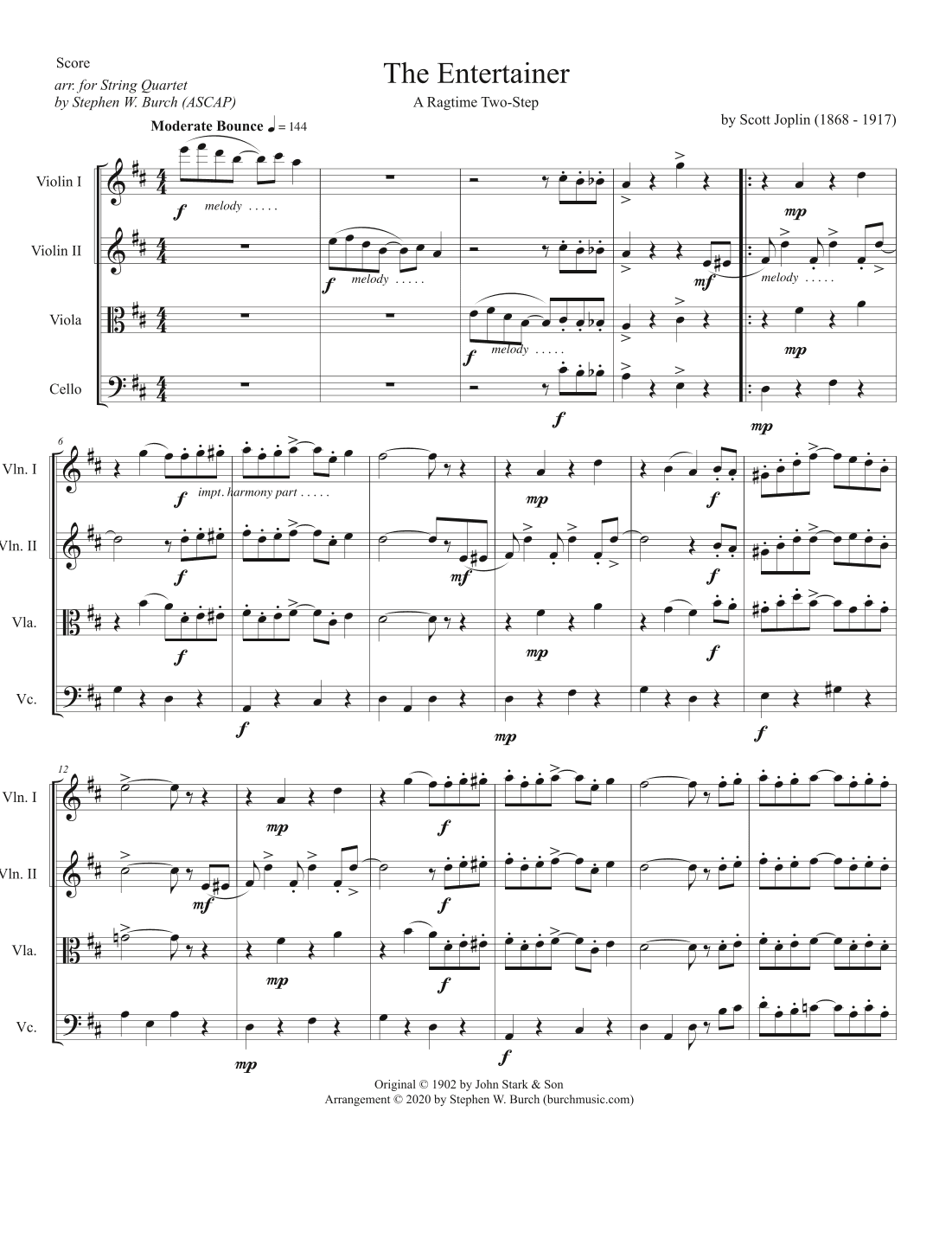 The Entertainer (arr. Stephen W. Burch (ASCAP))