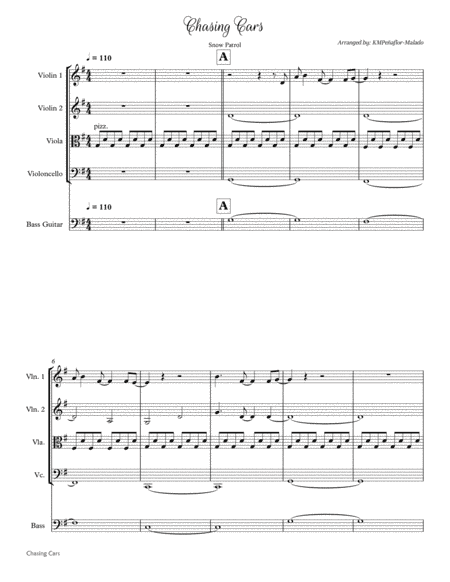 Chasing Cars (arr. KMPeñaflor-Malado)