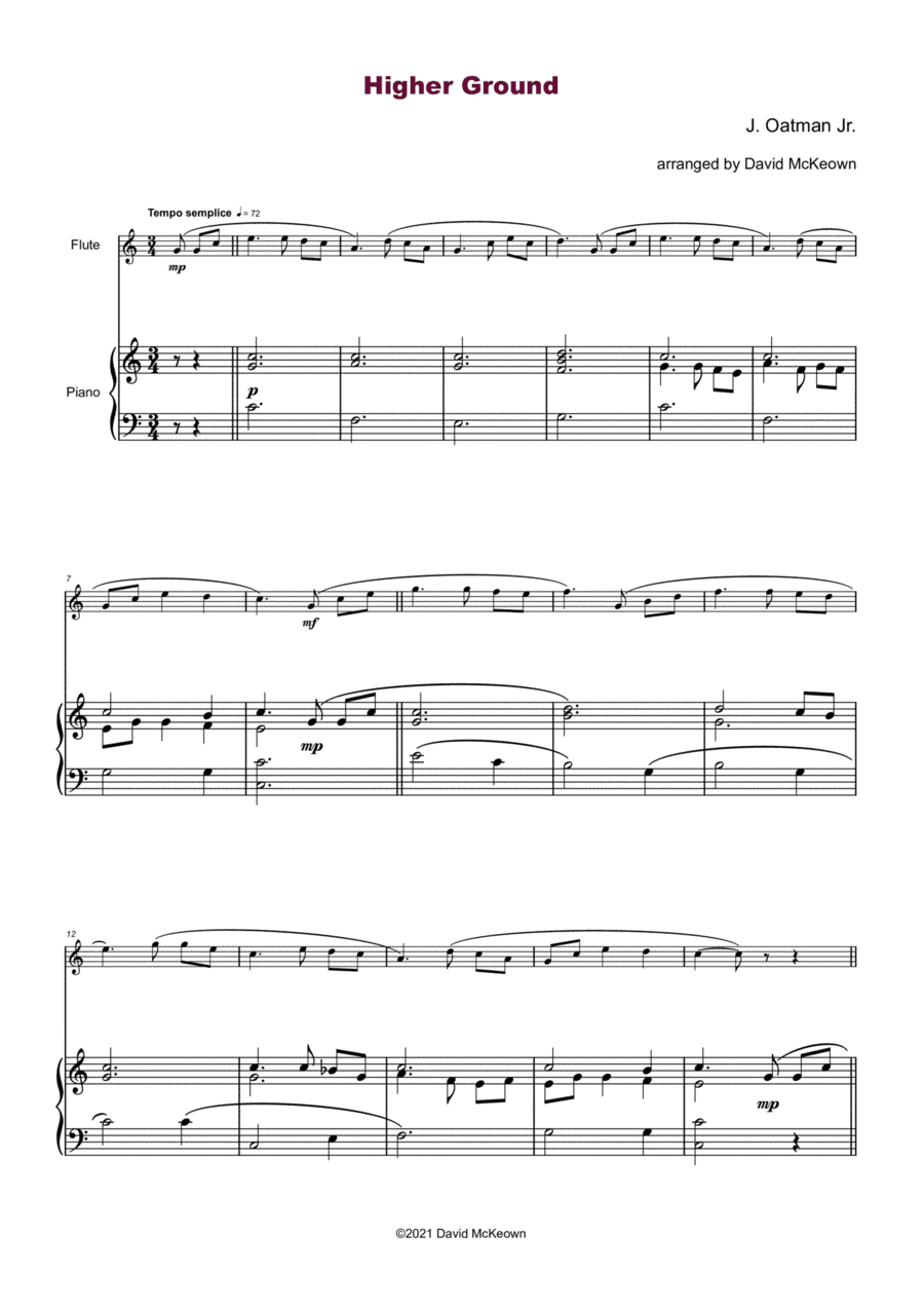 Higher Ground, Gospel Hymn for Flute and Piano (arr. David McKeown)