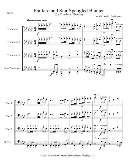 Star Spangled Banner (National Anthem of the United States) with Fanfare (Trombone Quartet) (arr. Peter A. Drahozal)