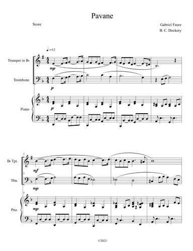 Pavane (Trumpet and Trombone Duet with Piano Accompaniment) (arr. B. C. Dockery)