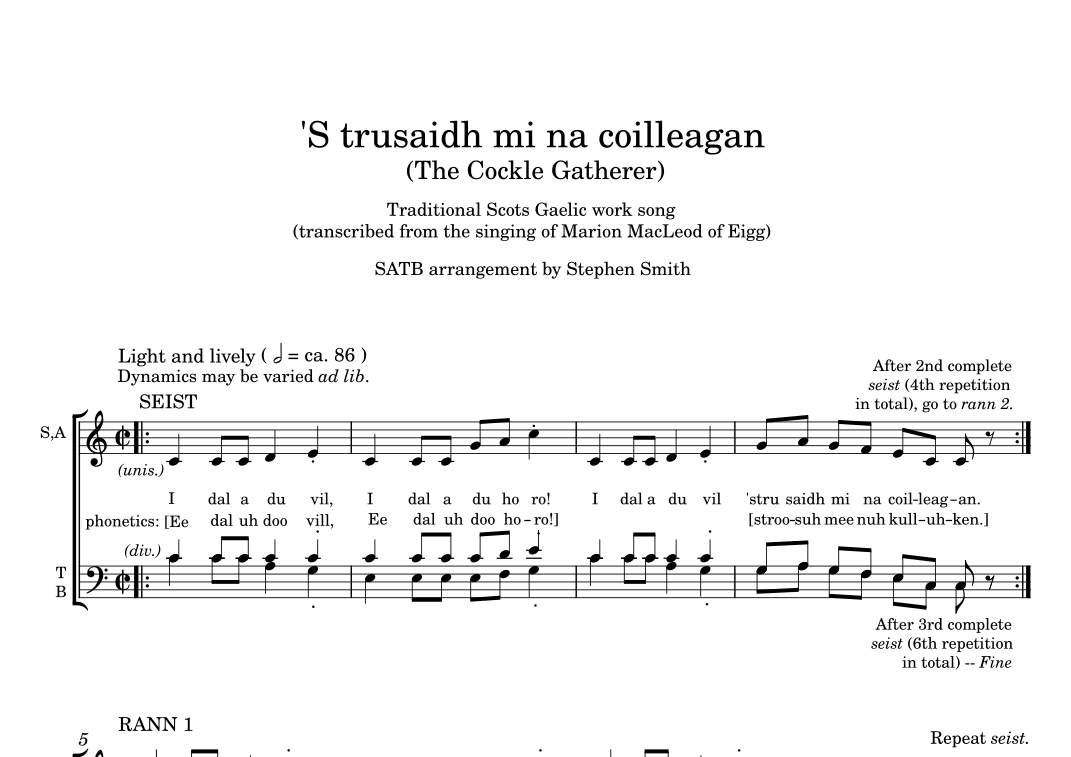 'S trusaidh mi na coilleagan (The Cockle Gatherer) (arr. Stephen Smith)