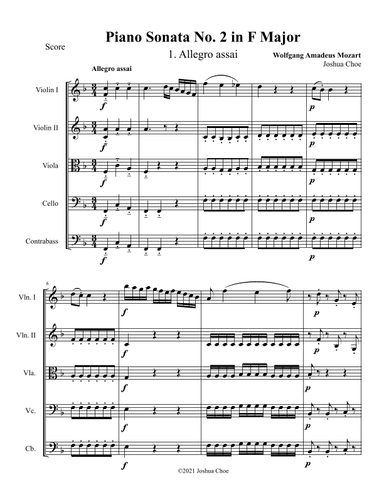 Piano Sonata No. 2, Movement 1 (arr. Joshua Choe)