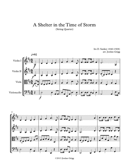 A Shelter in the Time of Storm (String Quartet) (arr. Jordan Grigg)