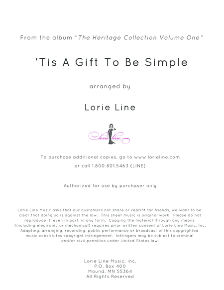 'Tis A Gift To Be Simple (Simple Gifts) (arr. Lorie Line)