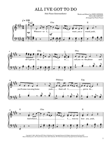 All I've Got To Do (arr. Frank Pisani)