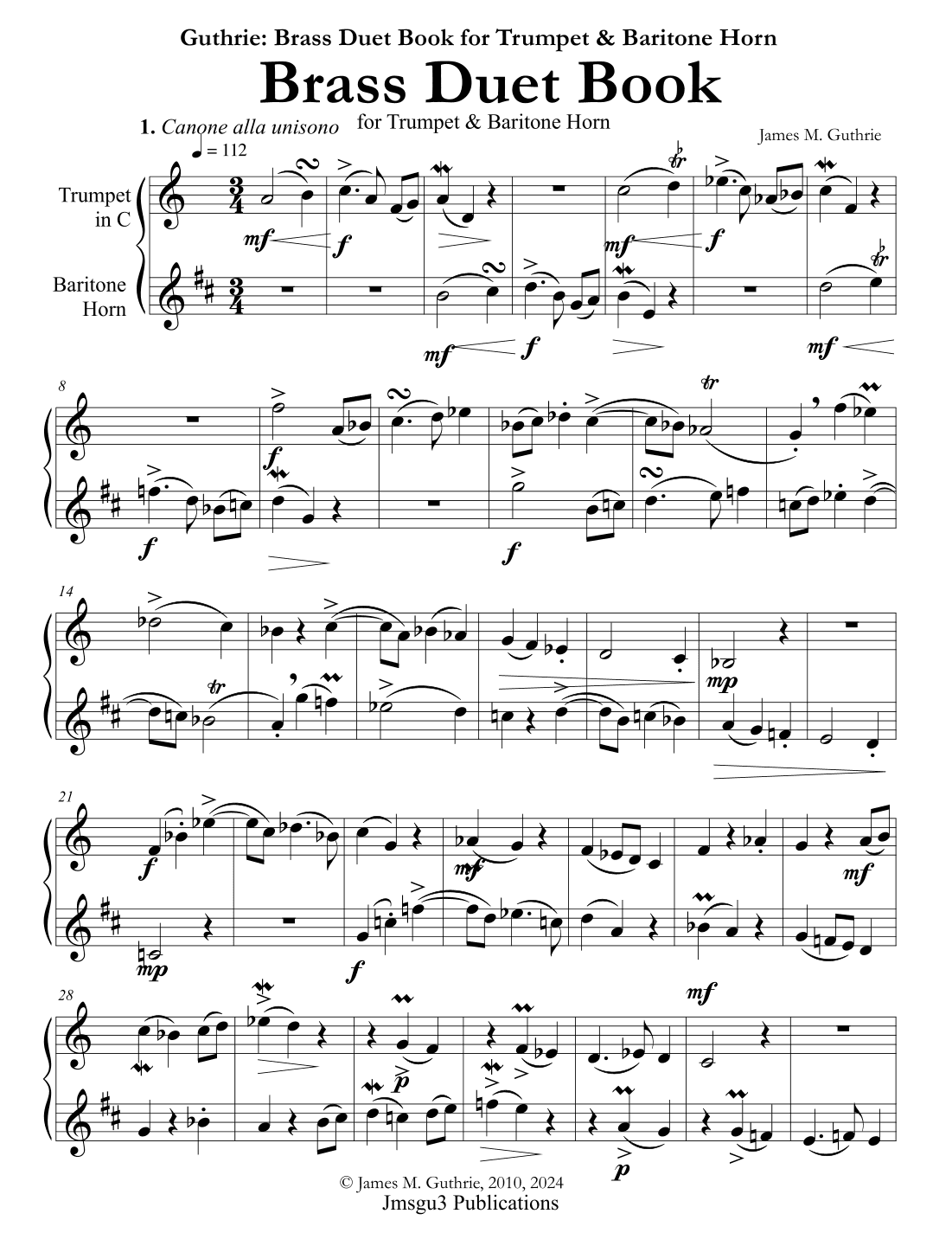 Guthrie: Brass Duet Book for Trumpet & Baritone Horn
