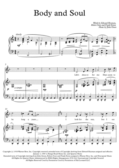 Body And Soul  from THREE'S A CROWD (arr. PianoSheetNow)