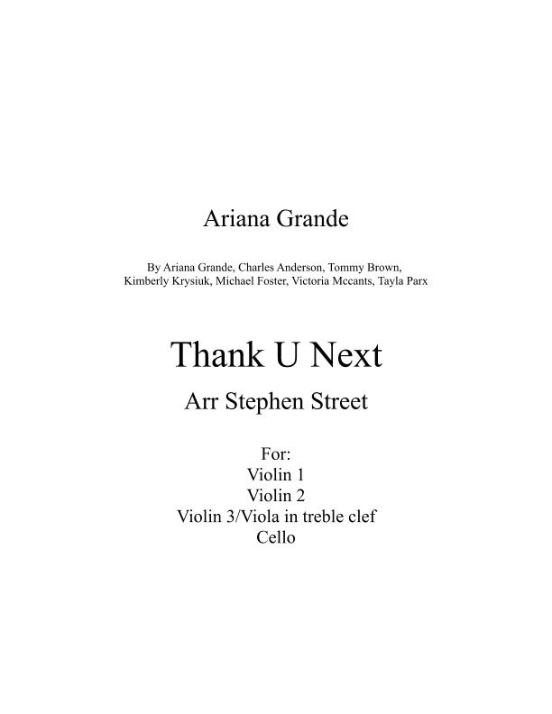 Thank U, Next (arr. Stephen Street)