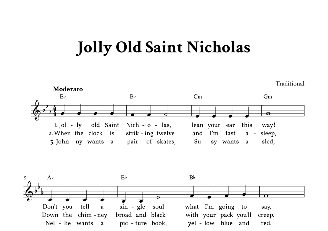 Jolly Old Saint Nicholas - Lead Sheet (Eb Major) (arr. Yuri Noronha)