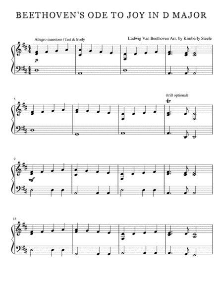 Best Recital: Beethoven's Ode To Joy in D Major (arr. Kimberly Steele)