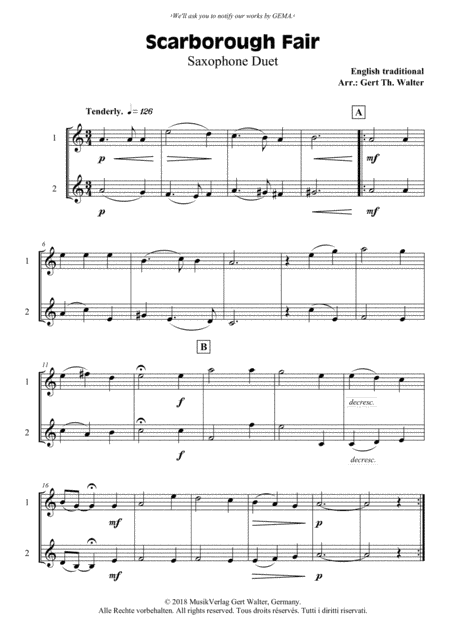 Scarborough Fair (arr. Gert Th. Walter)