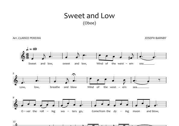 Sweet and Low  - OBOE (arr. Clarice Pereira)
